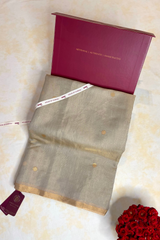 HOV HANDLOOM CHANDERI HALF TISSUE SILK SAREE - ROUND BUTA - 118