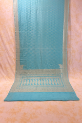 HOV Handloom Banarasi Crepe Silk Saree - Butidar Star All Over - Sky Blue - 076