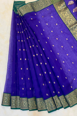 HOV HANDLOOM CHANDERI KATAN SAREE - TRADITIONAL BORDER - 110
