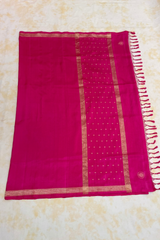 HOV Exclusive Pure Zari Handloom Banarasi Silk Saree - Pink Plain Silver Zari Kasturi - 034