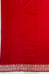 HOV EXCLUSIVE HANDLOOM KADHUA BANARASI KATAN SILK SAREE - ELEPHANT JUNGLE - RED - 127