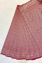 HOV HANDLOOM BANARASI KATAN SILK SAREE - BROCADE - RED - 131