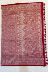 HOV HANDLOOM BANARASI KATAN SILK SAREE - BROCADE - RED - 131