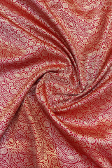 HOV HANDLOOM BANARASI KATAN SILK SAREE - BROCADE - RED - 131