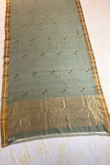 HOV HANDLOOM CHANDERI COTTON SILK SAREE - FOUR LEAF - 122