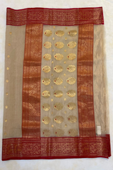 HOV HANDLOOM CHANDERI TISSUE KATAN SAREE - TRADITIONAL BORDER - 111