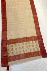 HOV HANDLOOM CHANDERI TISSUE KATAN SAREE - TRADITIONAL BORDER - 111
