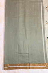 HOV HANDLOOM CHANDERI COTTON SILK SAREE - FOUR LEAF - 122