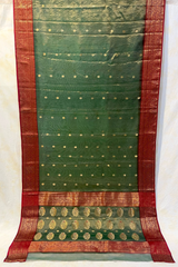HOV HANDLOOM CHANDERI TISSUE KATAN SAREE - TRADITIONAL BORDER - 111