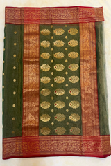 HOV HANDLOOM CHANDERI TISSUE KATAN SAREE - TRADITIONAL BORDER - 111