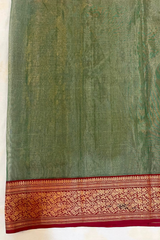 HOV HANDLOOM CHANDERI TISSUE KATAN SAREE - TRADITIONAL BORDER - 111