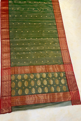 HOV HANDLOOM CHANDERI TISSUE KATAN SAREE - TRADITIONAL BORDER - 111