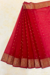 HOV HANDLOOM CHANDERI KATAN SAREE - TRADITIONAL BORDER - 111