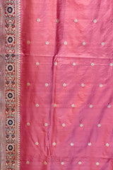 Gold Zari Handloom Kadhua Banarasi Shalu Silk Satin Saree - Small Border - Sangita - All Gold Zari - Peach Red