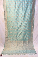 HOV EXCLUSIVE HANDLOOM KADHUA BANARASI KATAN SILK SAREE - KONIYA PAISLEY BUTA - PASTEL GREEN - 135