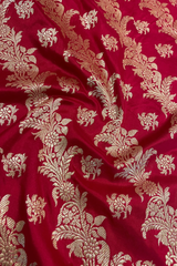 HOV Exclusive Pure Zari Handloom Banarasi Silk Saree - Jaangla Minedar - Red - 055