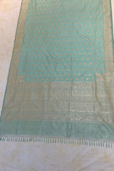 HOV EXCLUSIVE HANDLOOM KADHUA BANARASI KATAN SILK SAREE - KONIYA PAISLEY BUTA - PASTEL GREEN - 135