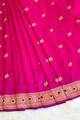 All Gold Zari Handloom Kadhua Banarasi Katan Silk Saree - Small Butidar - Chameli Buti