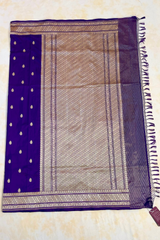 HOV HANDLOOM PURE ZARI BANARASI KATAN SILK SAREE - BUTIDAR - SMALL FULDANI - 142-02