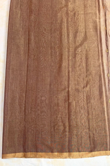 HOV HANDLOOM CHANDERI TISSUE SILK SAREE - LEAF BUTA - COFFEE BROWN RED MEENA