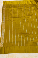 HOV Handloom Banarasi Katan Silk Saree - Butidar Kadhua - Dove Border- Mehendi Gold- 060