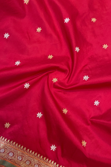 HOV EXCLUSIVE HANDLOOM PURE ZARI BANARASI KATAN SILK SAREE - PAISLEY MINA PALLUVAN - 144