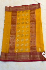HOV HANDLOOM CHANDERI KATAN SAREE - TRADITIONAL BORDER - 110
