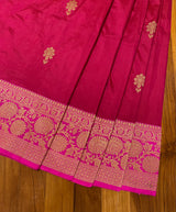 Handloom Kadhua Banarasi Silk Saree - Butidar - Pink Red