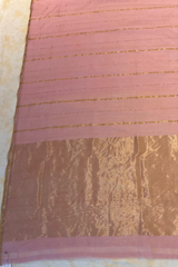HOV HANDLOOM CHANDERI SAREE - SINGLE STRIPE GOLD - 108