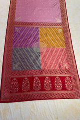 HOV EXCLUSIVE HANDLOOM KADHUA BANARASI KATAN SILK SAREE - RANGKAT KONIYA - PASTELS - 128