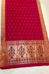 HOV EXCLUSIVE HANDLOOM PAITHANI SILK SAREE - SINGLE MUNIYA - DEEP PINK - 026