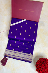HOV HANDLOOM PURE ZARI BANARASI KATAN SILK SAREE - BUTIDAR - SMALL FULDANI - 142-02