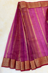 HOV HANDLOOM CHANDERI KATAN SAREE - TRADITIONAL BORDER - 111