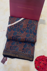 HOV AJARAKH HAND - BLOCK PRINT SAREE - NATURAL DYES - COTTON SILK MULBERRY - 018