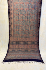 HOV AJARAKH HAND - BLOCK PRINT SAREE - NATURAL DYES - TUSSAR SILK WITH MULBERRY - 019
