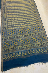 HOV AJARAKH HAND-BLOCK PRINT SAREE - NATURAL DYES - COTTON SILK MULBERRY - 018