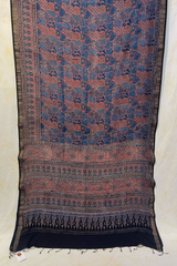 HOV AJARAKH HAND - BLOCK PRINT SAREE - NATURAL DYES - COTTON SILK MULBERRY - 018