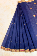 HOV HANDLOOM CHANDERI COTTON SILK SAREE - LOTUS BUTA PALLU - 121
