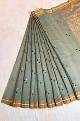 HOV HANDLOOM CHANDERI COTTON SILK SAREE - FOUR LEAF - 122