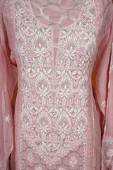 Chikankari Kurta Suits Set Embellished - Peach