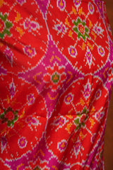 Handloom Silk Ikat Dupatta - Orange Pink