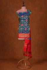 Handloom Silk Ikat Dupatta - Teal Blue
