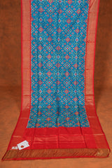 Handloom Silk Ikat Dupatta - Orange Pink