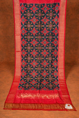 Handloom Silk Ikat Dupatta - Black Red