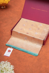 Handloom Kadhua Banarasi Katan Silk Saree - Butidar - Peach Minedar Floral