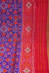 Handloom Ikat Silk Saree -Violet Heart Shape Motif