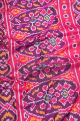 Handloom Ikat Silk Saree - Yellow Pink Flish Motif