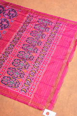 Handloom Ikat Silk Saree -Magenta Purple Pink Flish Motif