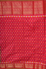 Handloom Ikat Silk Sree - Blue Red Kanchi Border