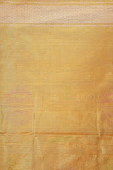 Real Zari Handloom Kadhua Banarasi Katan Silk Saree - Jaangla - Yellow Chakra Minakari